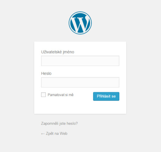 Wordpress - přihlašovací stránka