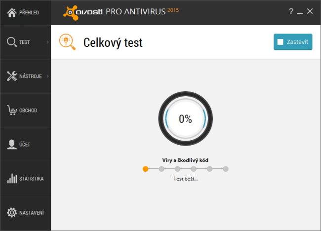 Průběh celkový testu Avast 2015